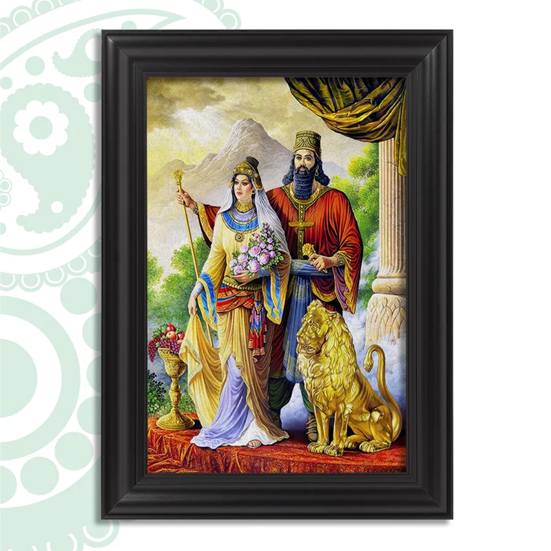 تابلو فرش طرح کوروش کبیر و ماندانا کد TS-1374