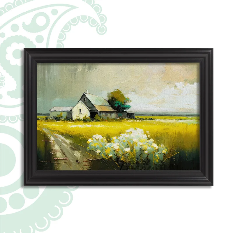 تابلو فرش طرح خانه چوبی کد TS-2489