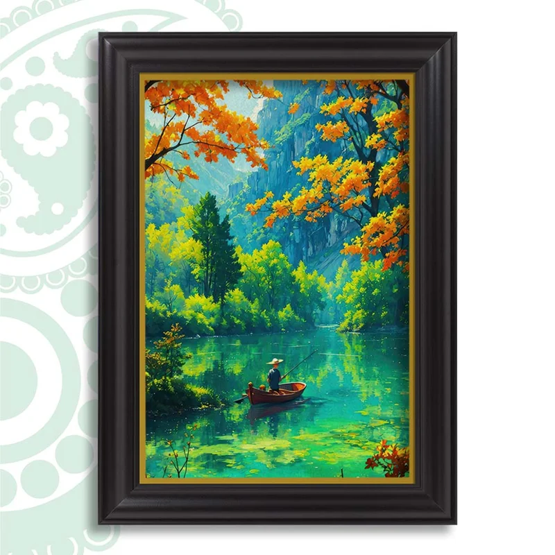 تابلو فرش طرح لذت ماهیگیری کد TS-2559