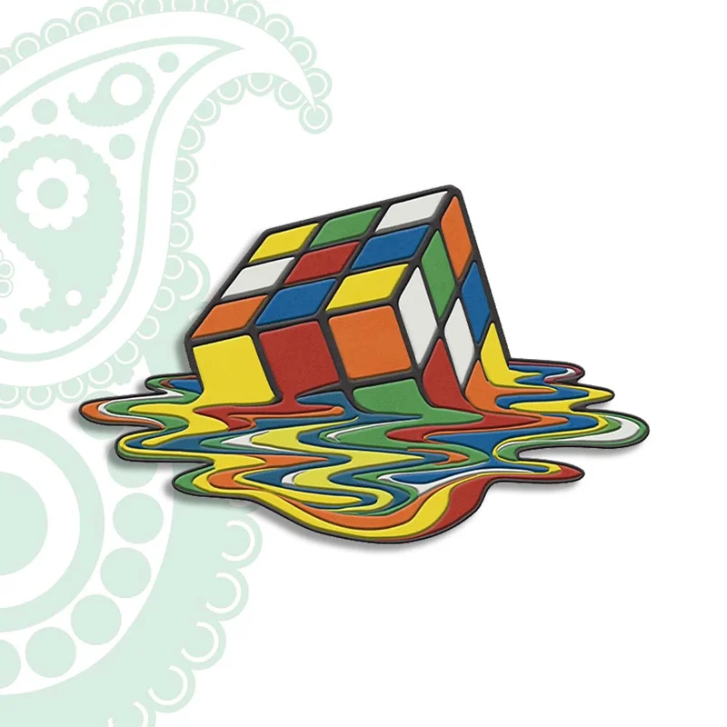 فرش ابریشم ماشینی نوجوان - طرح مکعب روبیک کد SK-1111